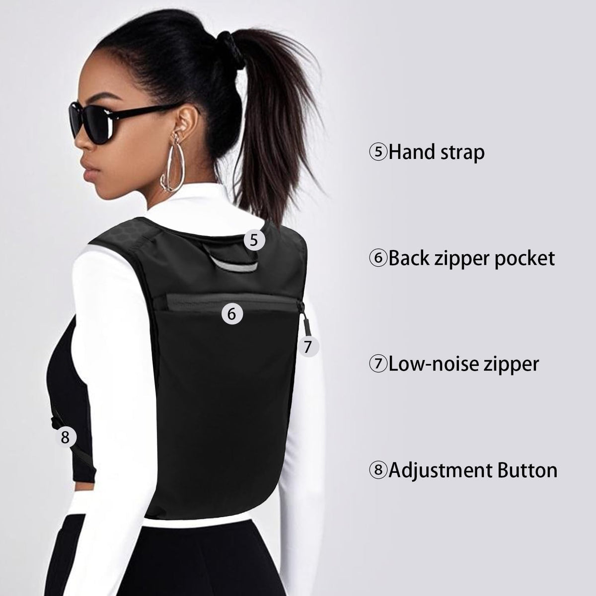 Unisex Running Vest with Phone Holder & Storage Adjustable Hydration Vest Lightweight & Breathable Running Backpack for Running Cycling Hiking