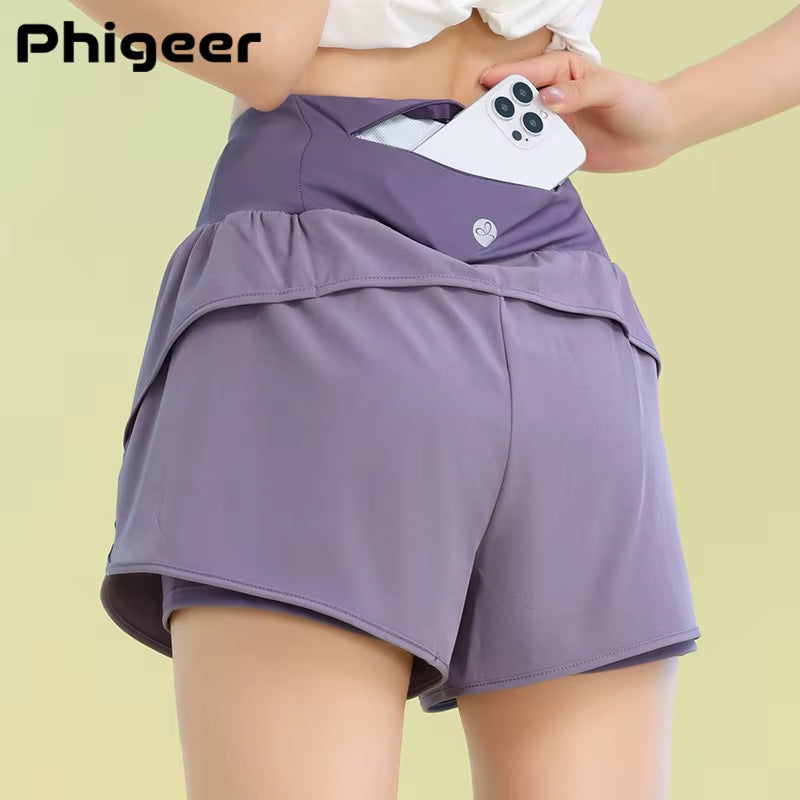 Yoga Shorts for Women Lightweight Gym Cycling Workout Shorts with Pocket Breathable Running Sweatpants Athletic Clothes