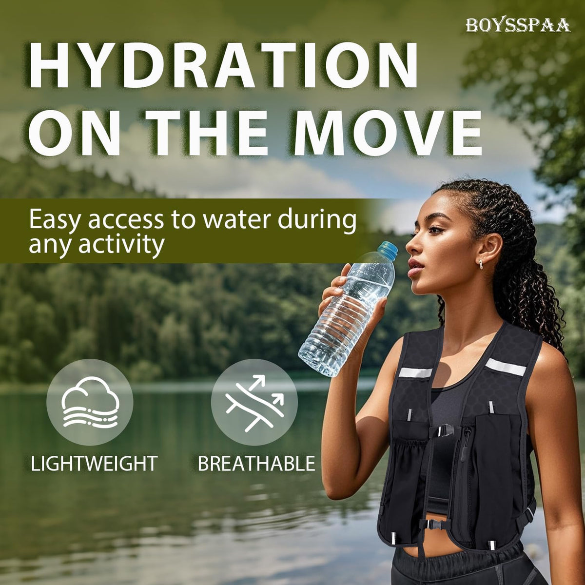 Unisex Running Vest with Phone Holder & Storage Adjustable Hydration Vest Lightweight & Breathable Running Backpack for Running Cycling Hiking